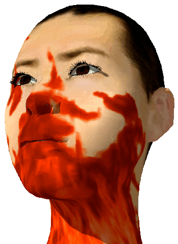Woman's head with blood